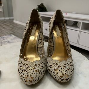 BCBGMaxAzria Beige Cutout Heels